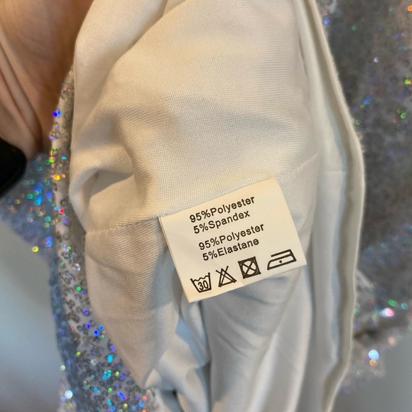 Grace Karin Sparkling Sequins Silver Party Cocktail Dress Medium - Picture 5 of 7